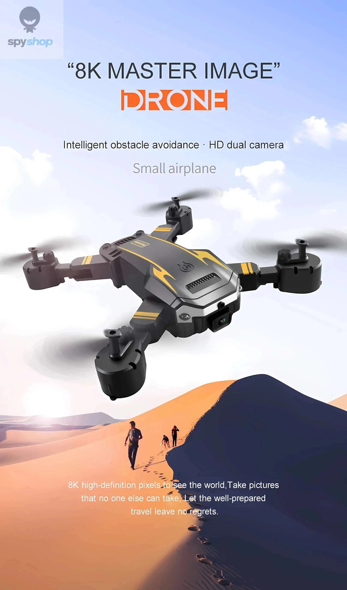 SkyRider G6 Professional Drone-Yellow Dual 8K-1B