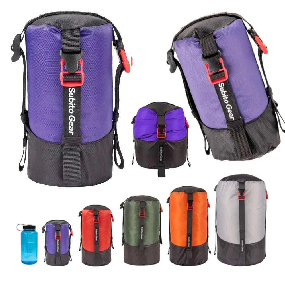 Sleeping Bag Compression Storage Bag Waterproof Portable Ultralight 1-25L-Purple 1-2L