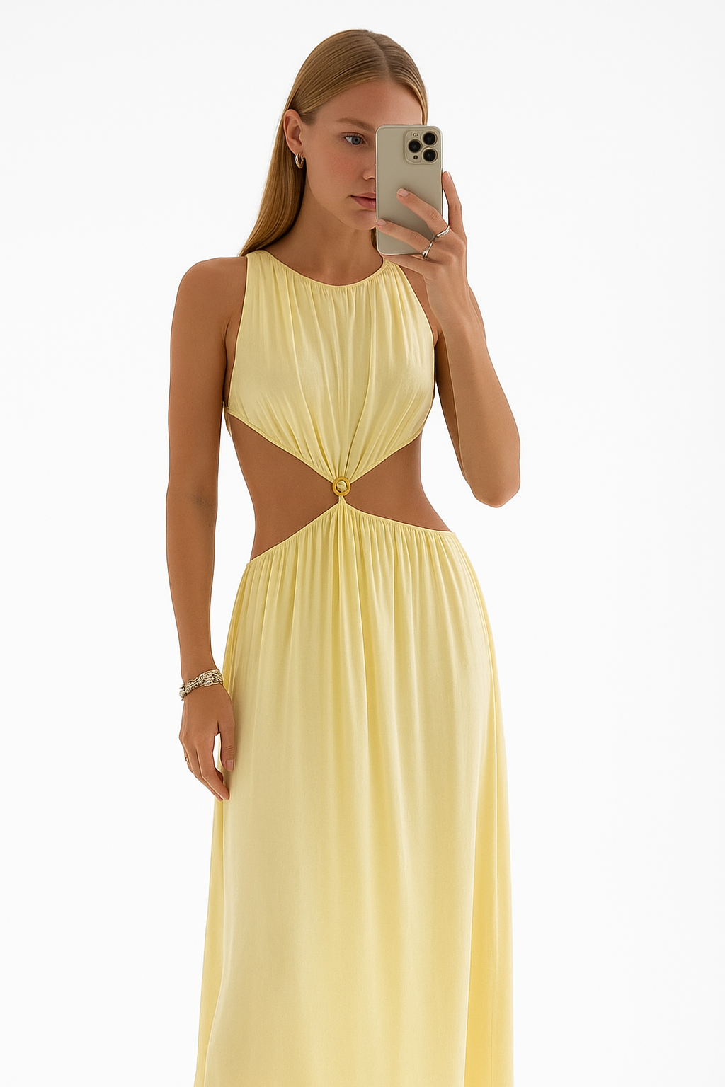 Sleeveless Halter Maxi Dress with Hollow Out Detail