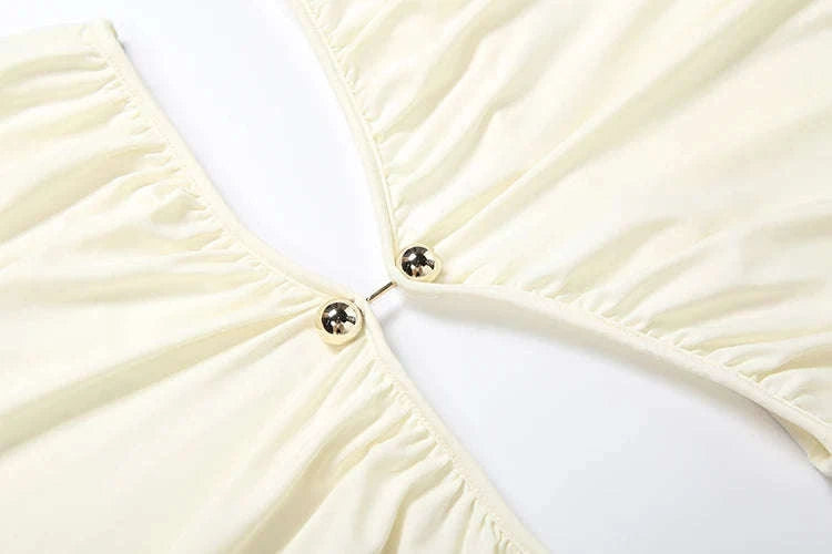 Sleeveless Halter Maxi Dress with Hollow Out Detail-Ivory / L