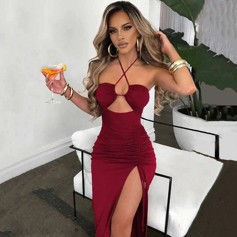 Sleeveless Sexy Bodycon Club Dress for Night Out Confidence-M / Brown