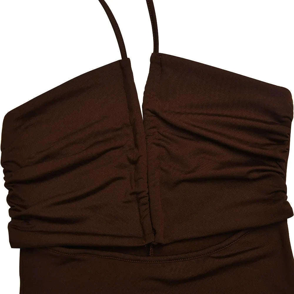Sleeveless Sexy Bodycon Club Dress for Night Out Confidence-M / Brown