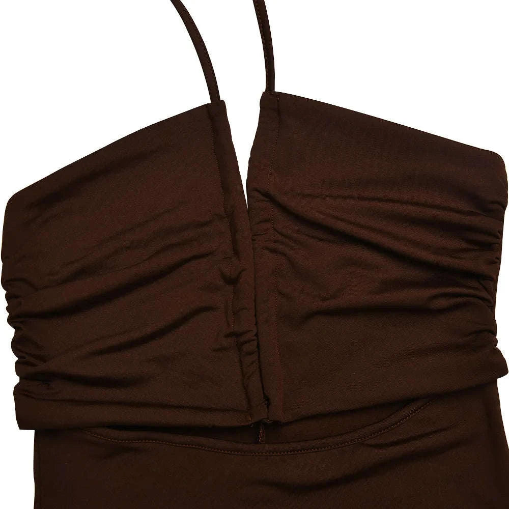 Sleeveless Sexy Bodycon Club Dress-M / Brown