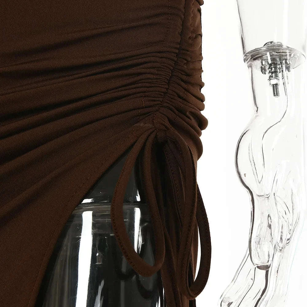 Sleeveless Sexy Bodycon Club Dress-M / Brown