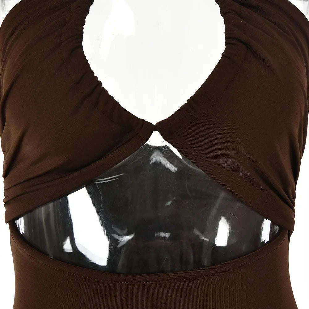 Sleeveless Sexy Bodycon Club Dress-M / Brown
