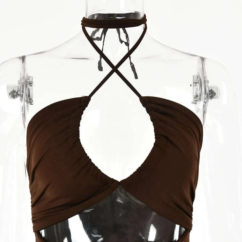 Sleeveless Sexy Bodycon Club Dress-M / Brown