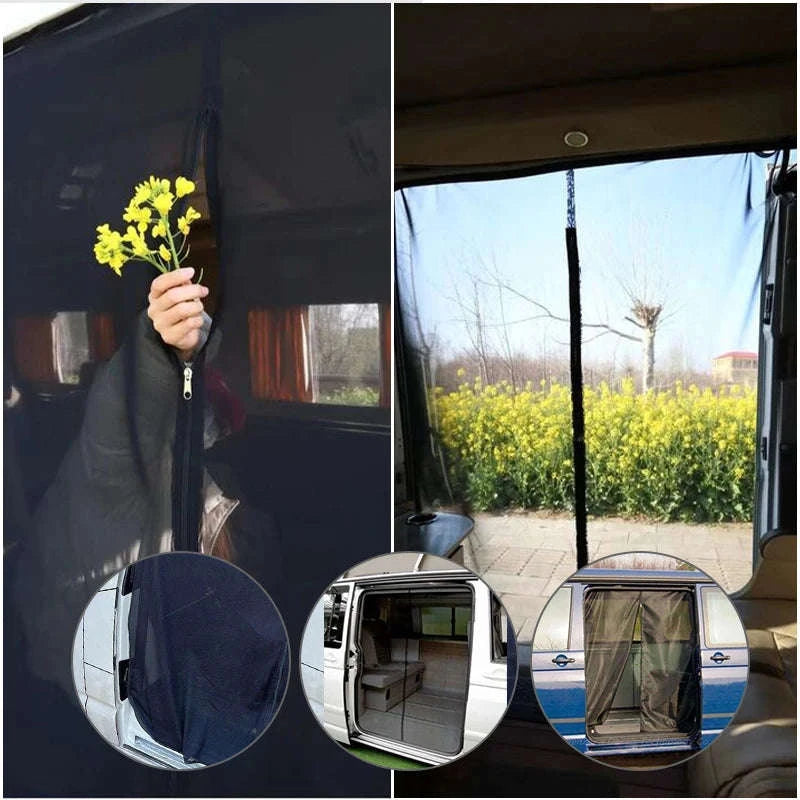 Sliding Door Magnetic Insect Screen Net for T5 T6-black