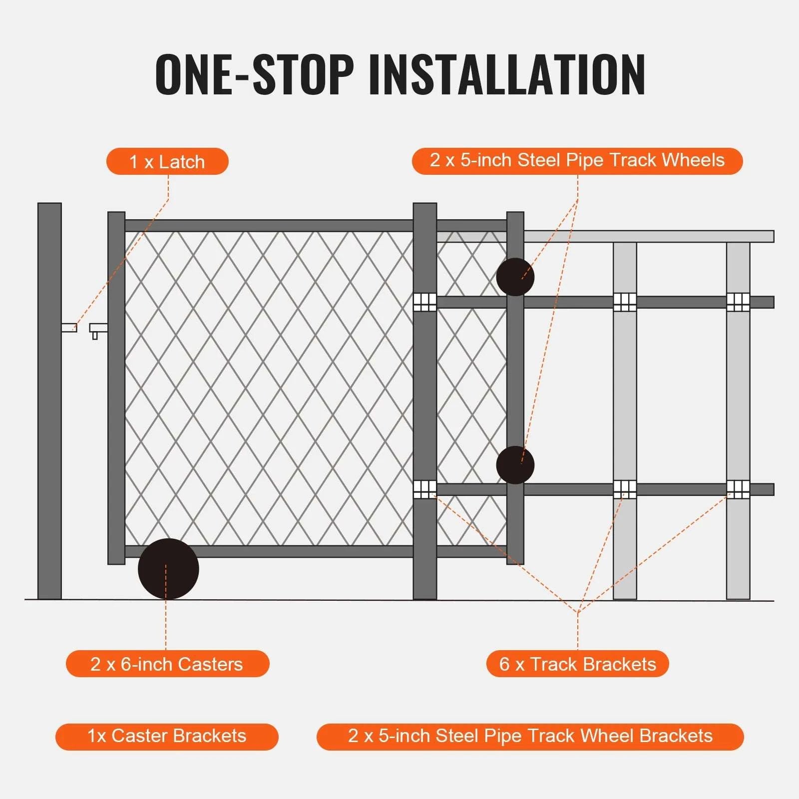 Sliding Gate Roller Kit with 6" Wheels – Heavy Duty 600 lb Support-600 lbs / United States