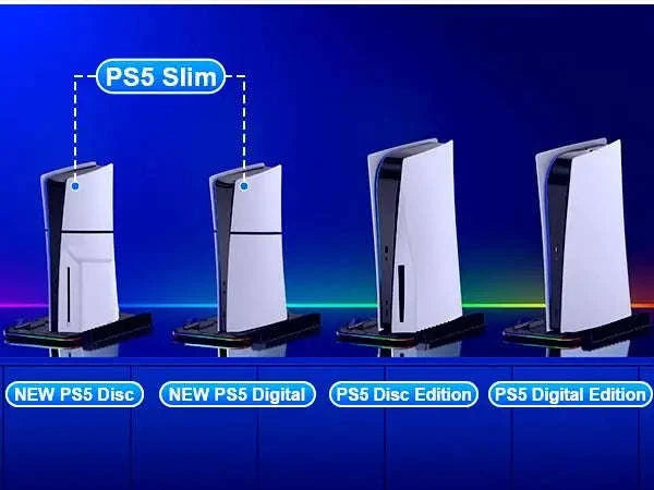 Slim Console Cooling Stand with RGB Light, Dual Controller Charger, 15 Game Slots and Headset Holder-United States / S2001