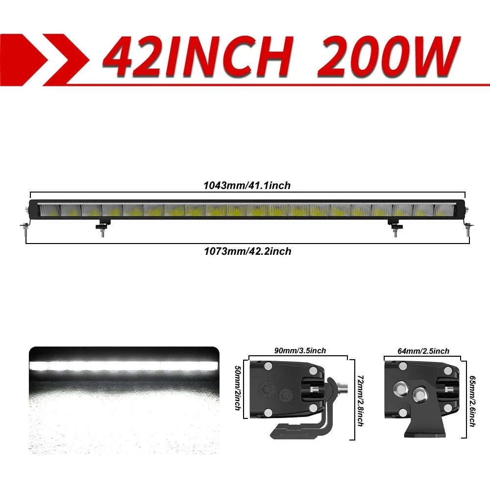 Slim LED Light Bar White & Amber 42 Inch 6500K 3500K DRL 30000LM 12V 24V-32inch / spain