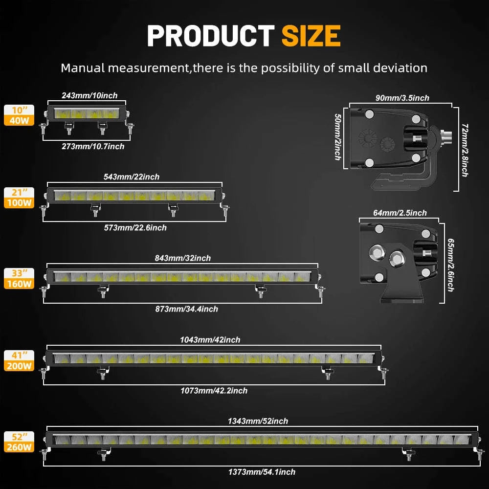 Slim LED Light Bar White & Amber 42 Inch 6500K 3500K DRL 30000LM 12V 24V-32inch / spain