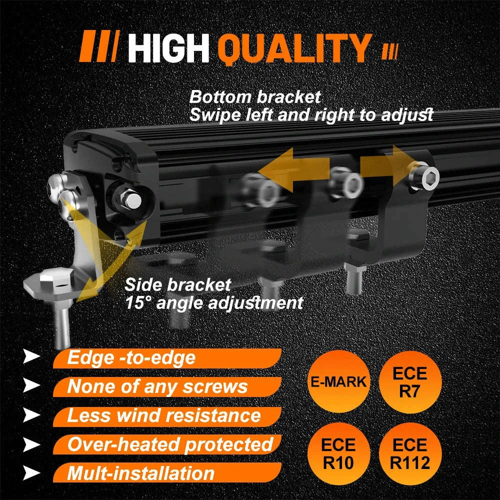 Slim LED Light Bar White & Amber 42 Inch 6500K 3500K DRL 30000LM 12V 24V-32inch / spain