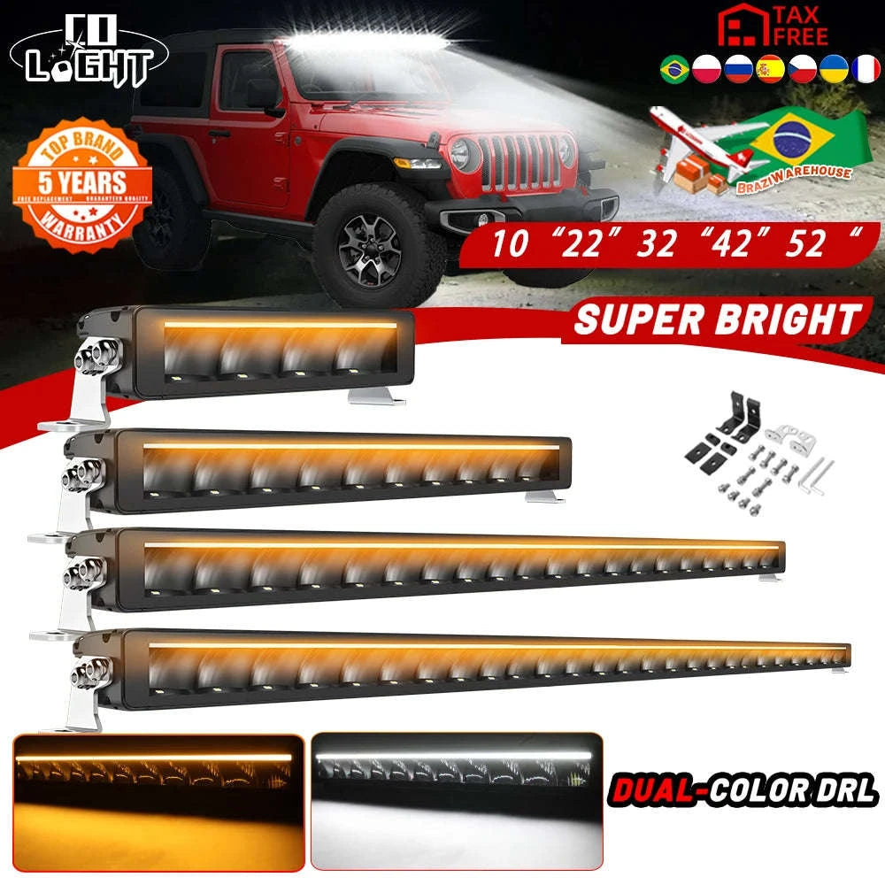 Slim LED Light Bar White & Amber 42 Inch 6500K 3500K DRL 30000LM 12V 24V-32inch / spain