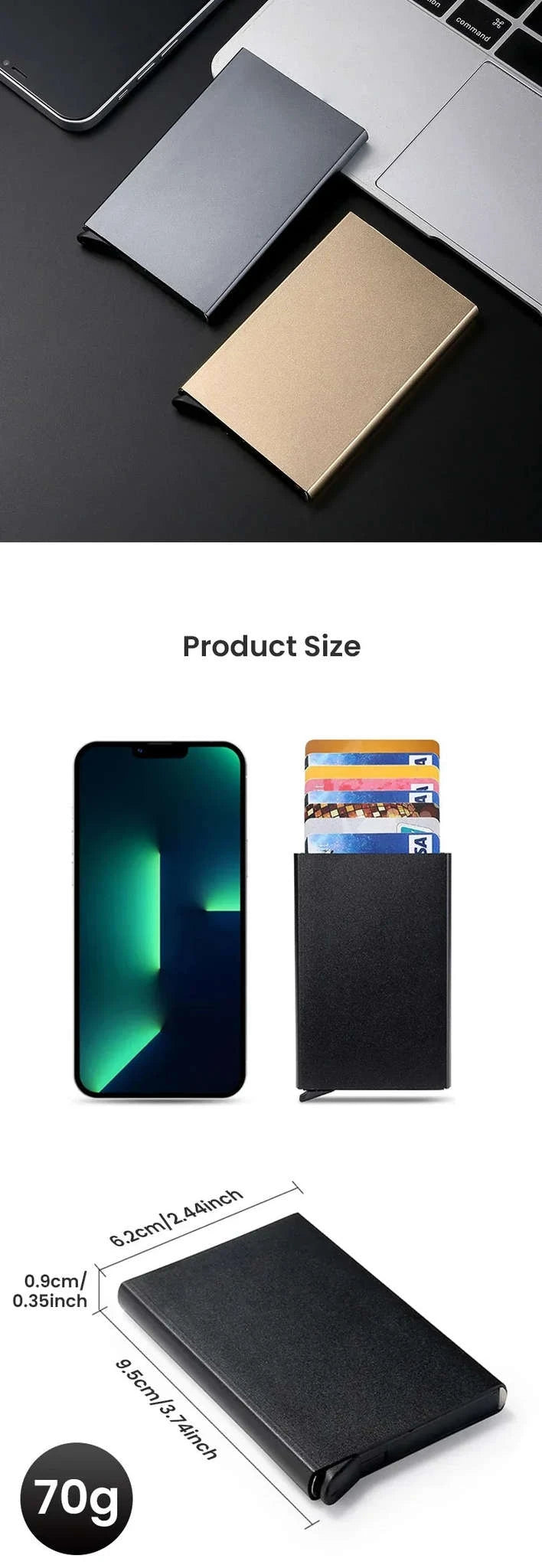 Slim RFID Blocking Card Wallet-Silver