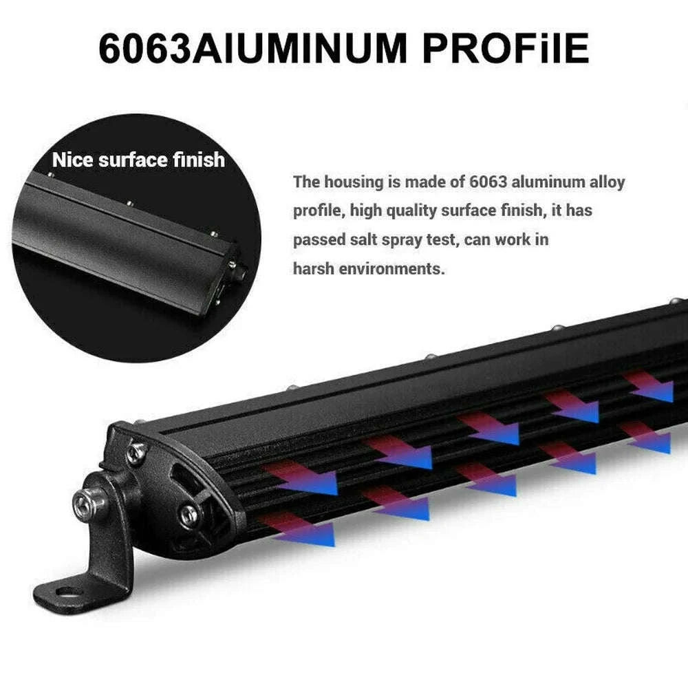 Slim Single Row LED Light Bar 12V 24V IP68 6000K-20inch led bar