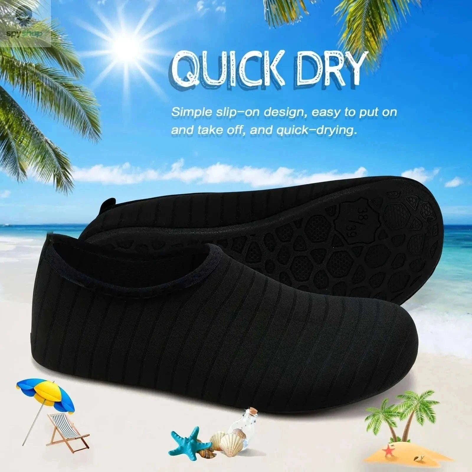 Slipproof Quick-Dry Water Shoes for Beach, Swim and Shore-Stripe Blue / 38-39