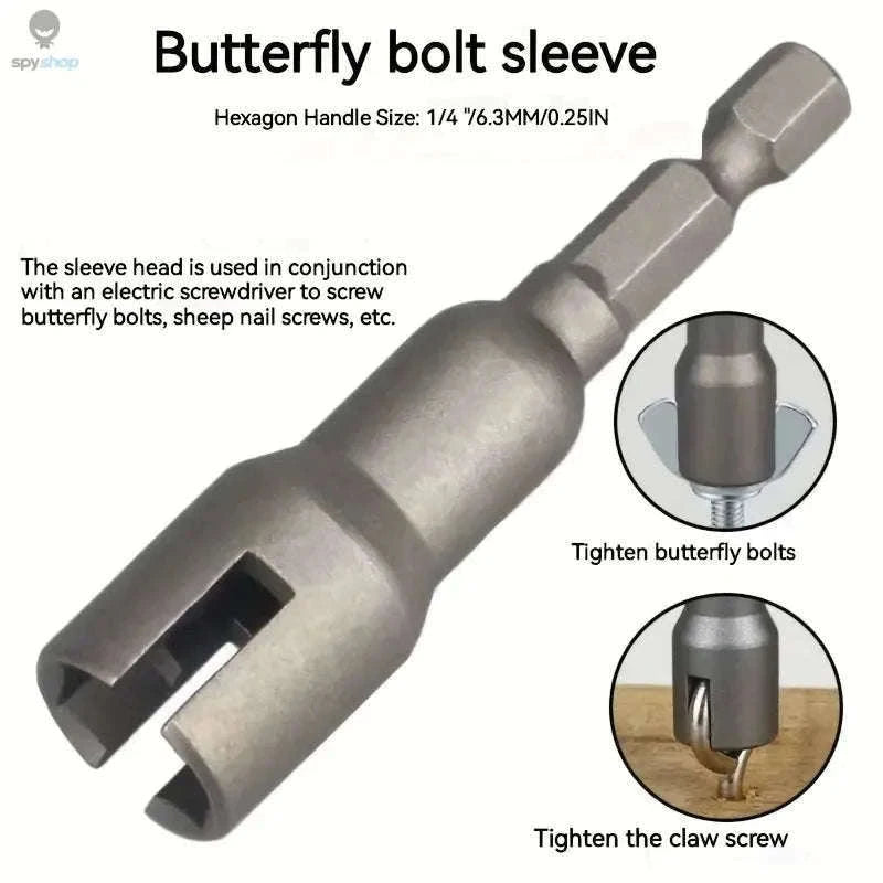 Slotted Butterfly Hole Socket Wrench Drill Attachment-1pc Slotted sleeve