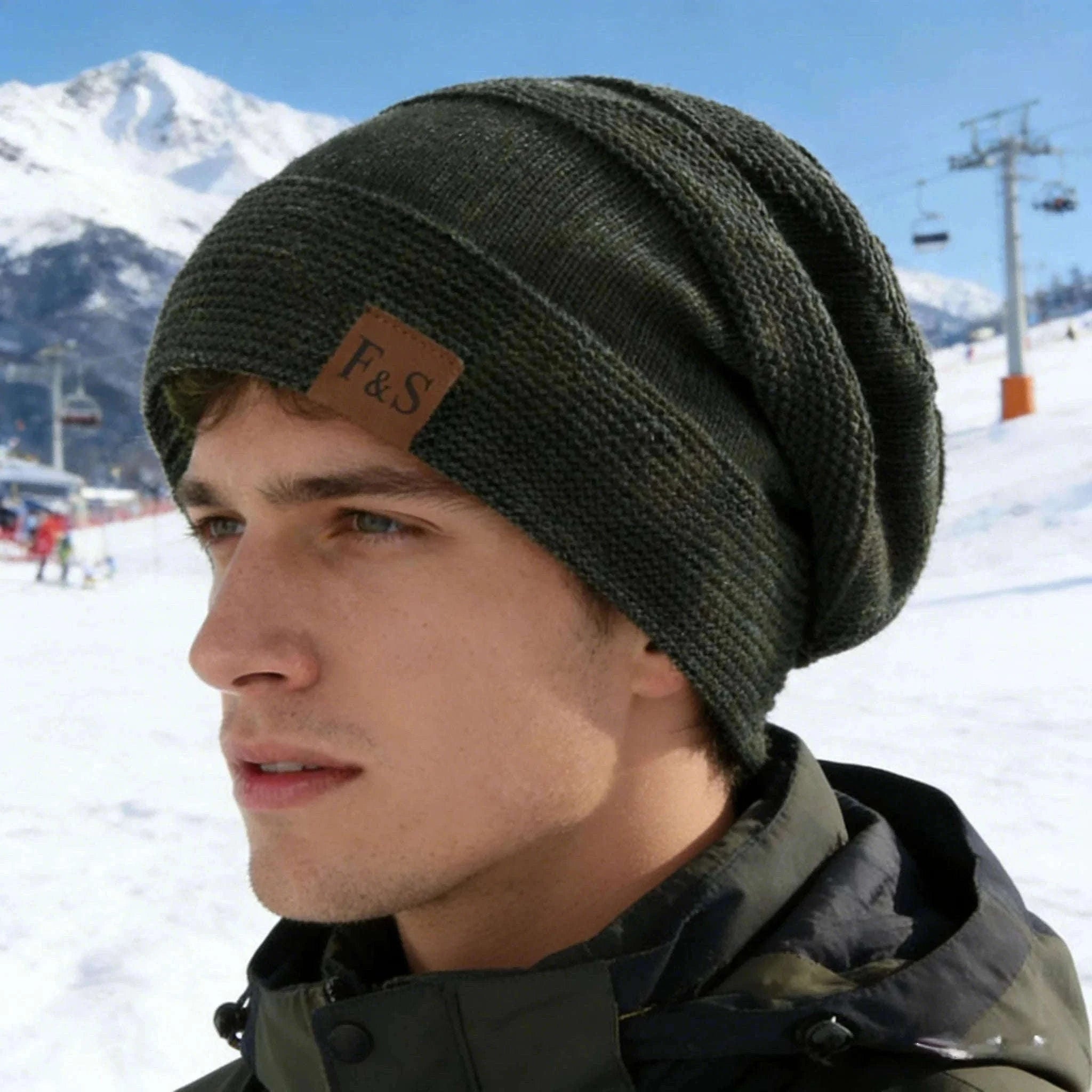 Slouchy Winter Hat with Fur Lining for Warm Casual Wear-White / 56cm-60cm