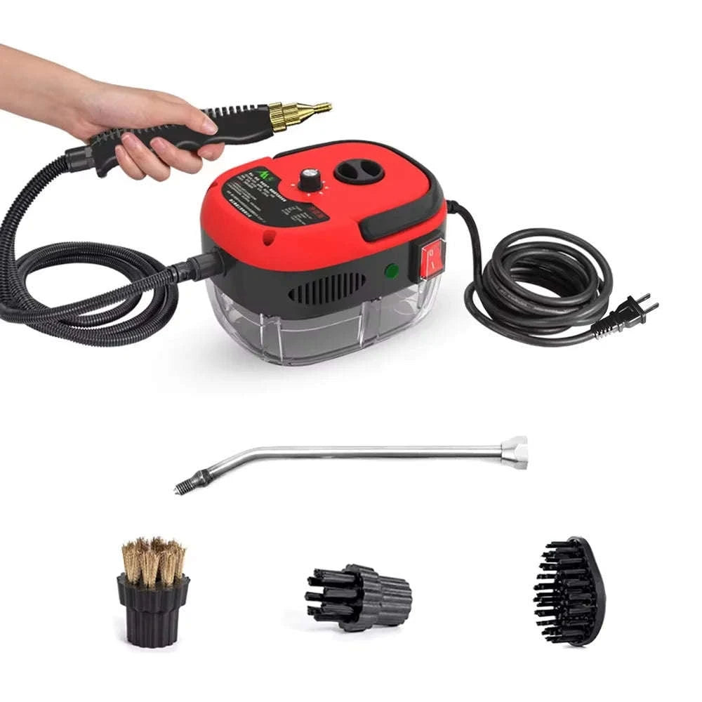 Small Portable High-Pressure Steam Cleaner with Brush Heads and Extended Hose-White / United States