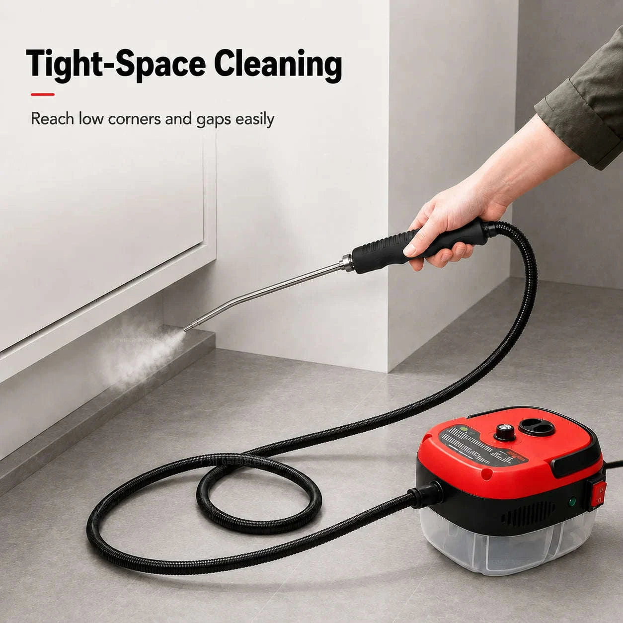 Small Portable High-Pressure Steam Cleaner with Brush Heads and Extended Hose-White / United States