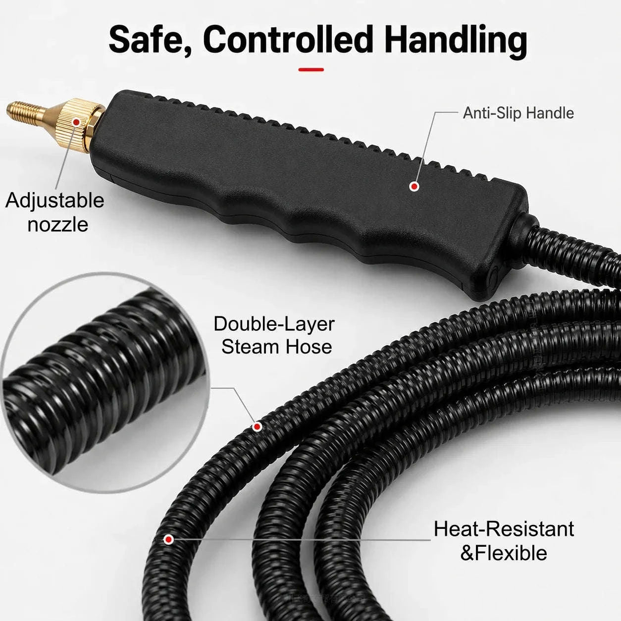 Small Portable High-Pressure Steam Cleaner with Brush Heads and Extended Hose-White / United States