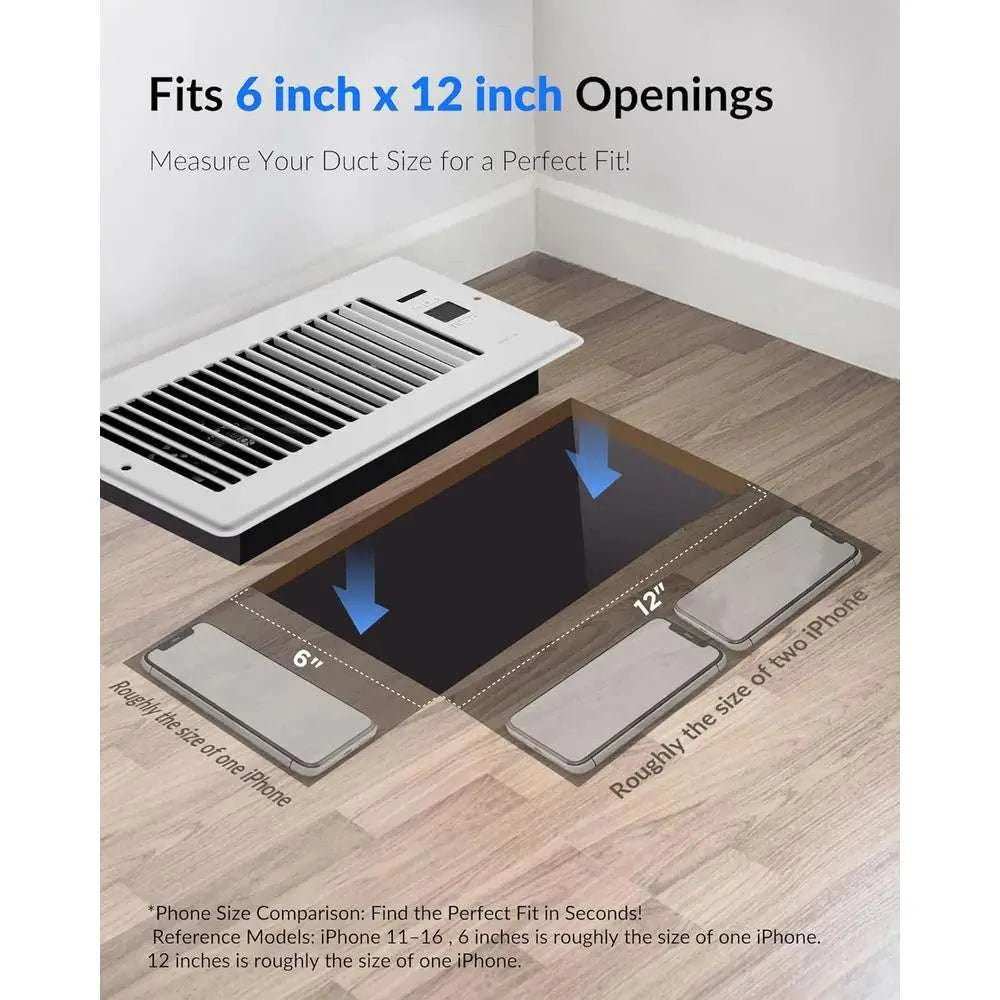 Smart 6x12 Register Vent with App Control & Ultra-Quiet Airflow-United States