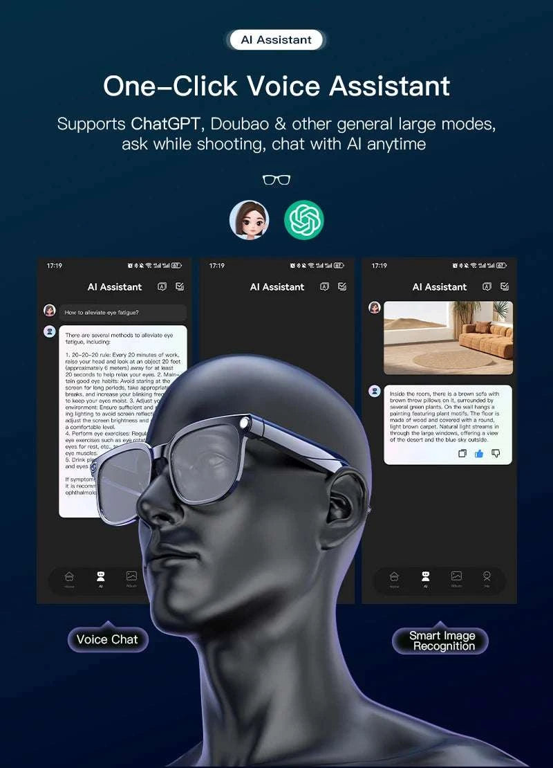 Smart AI Glasses 1080P Camera Bluetooth Calls Translation-Change color / China Mainland