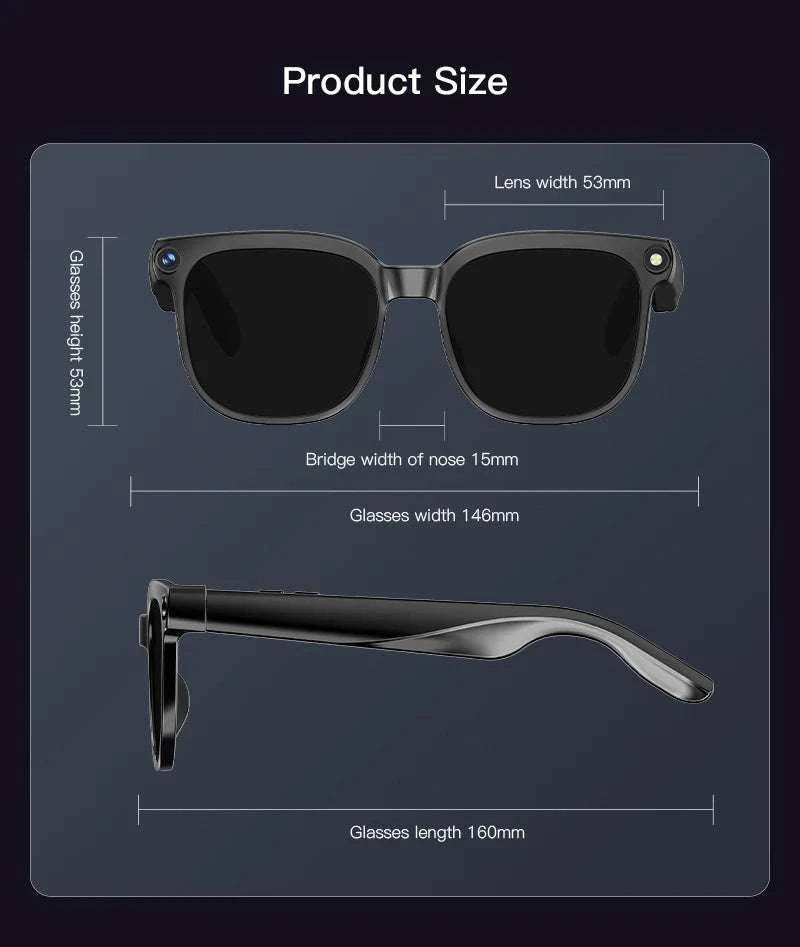 Smart AI Glasses 1080P Camera Bluetooth Calls Translation-Change color / China Mainland