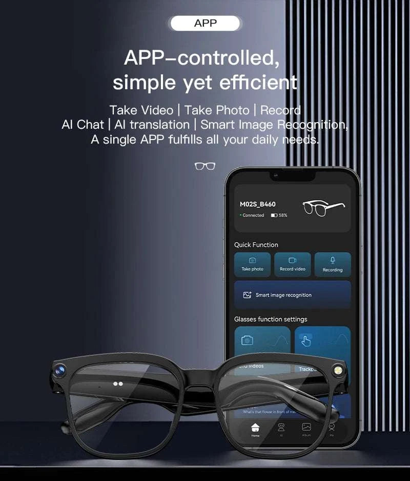 Smart AI Glasses 1080P Camera Bluetooth Calls Translation-Change color / China Mainland