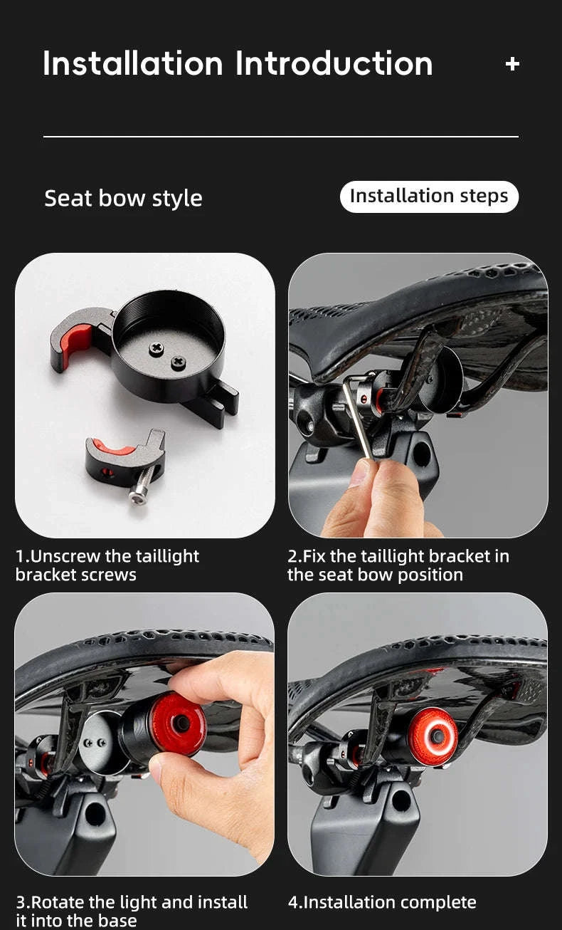 Smart Auto Brake Sensing Bike Tail Light IPX6 USB-C Rear Light-Q5 Mini