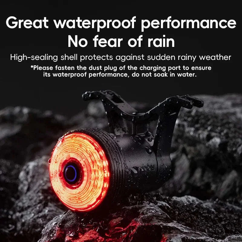 Smart Auto Brake Sensing Bike Tail Light USB Rechargeable IPX6-Q0