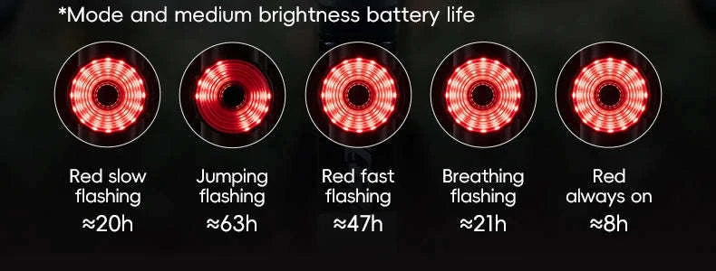 Smart Auto Brake Sensing Bike Tail Light USB Rechargeable IPX6-Q0