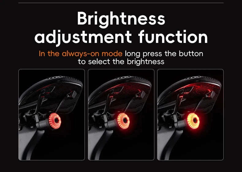 Smart Auto Brake Sensing Bike Tail Light USB Rechargeable IPX6-Q0