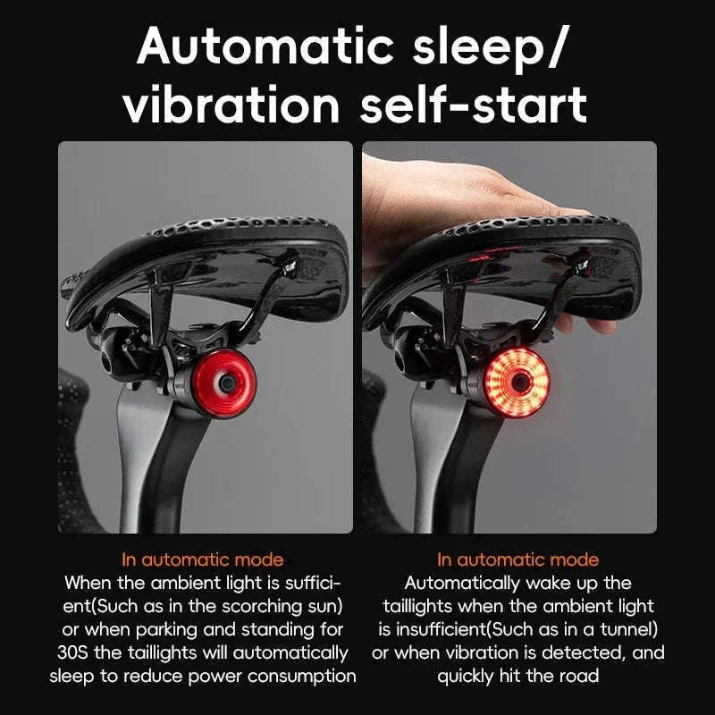 Smart Auto Brake Sensing Bike Tail Light USB Rechargeable IPX6-Q0