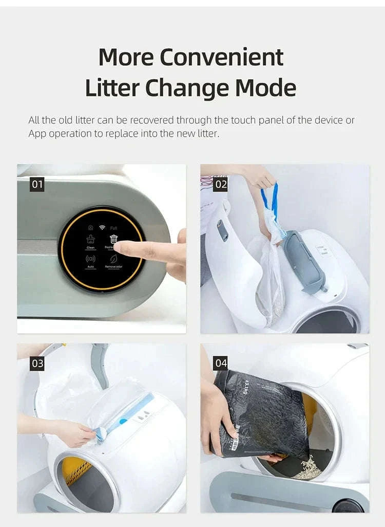 Smart Automatic Cat Litter Box with App Control-white / EU / france