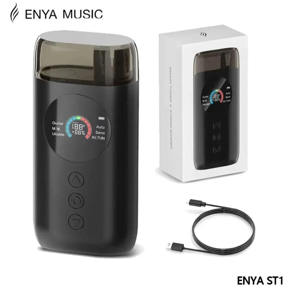 Smart Automatic Guitar Tuner with LCD, Metronome & String Winder-Black