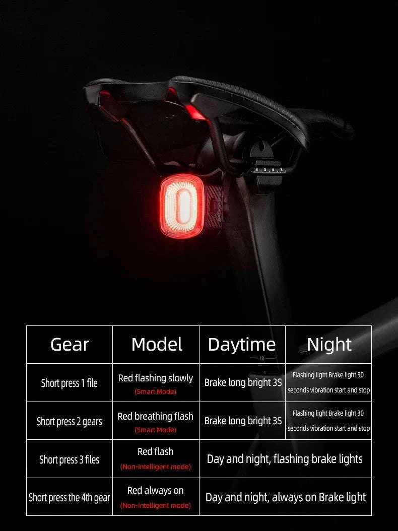 Smart Bicycle Brake Light with Auto Stop & USB-C Rechargeable-Q2