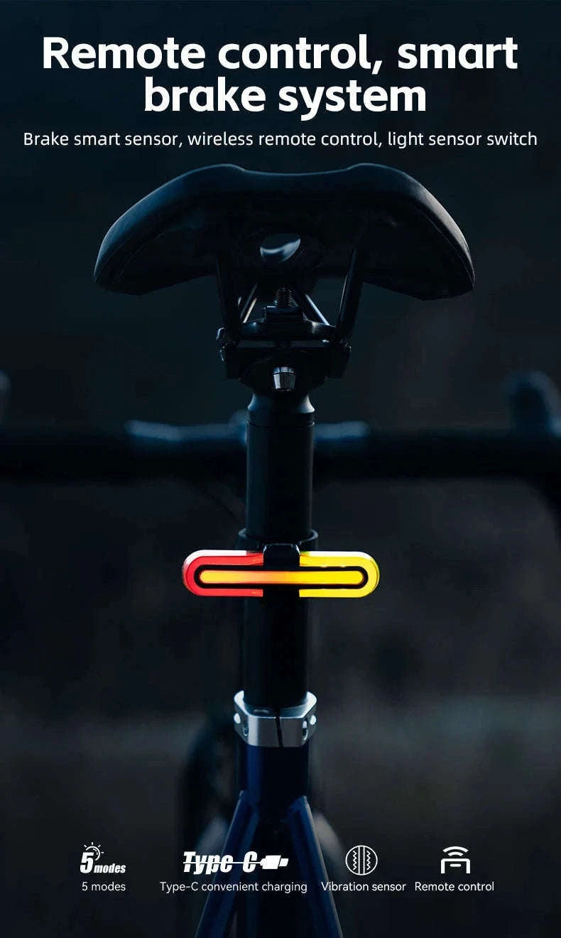 Smart Bicycle Tail Light with Brake Sensor, USB-C, IPX6 Waterproof-REX01