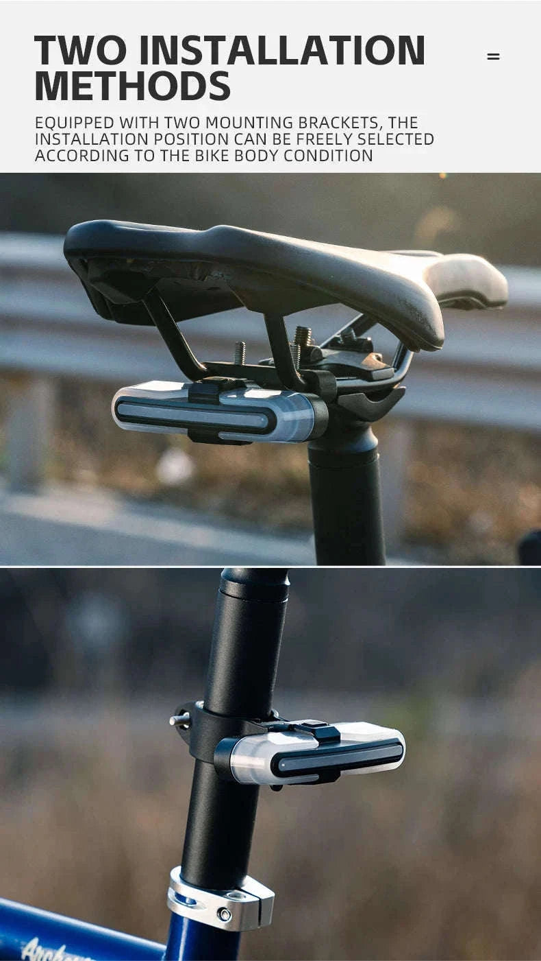 Smart Bicycle Tail Light with Brake Sensor, USB-C, IPX6 Waterproof-REX01
