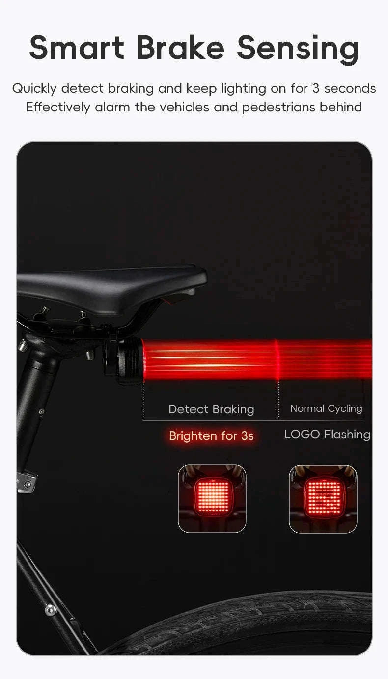 Smart Bike Rear Light with Brake Sensing & Sync Mode-smart R7