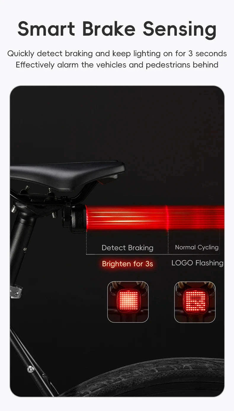Smart Bike Rear Light with Brake Sensing & Sync Mode-smart R7