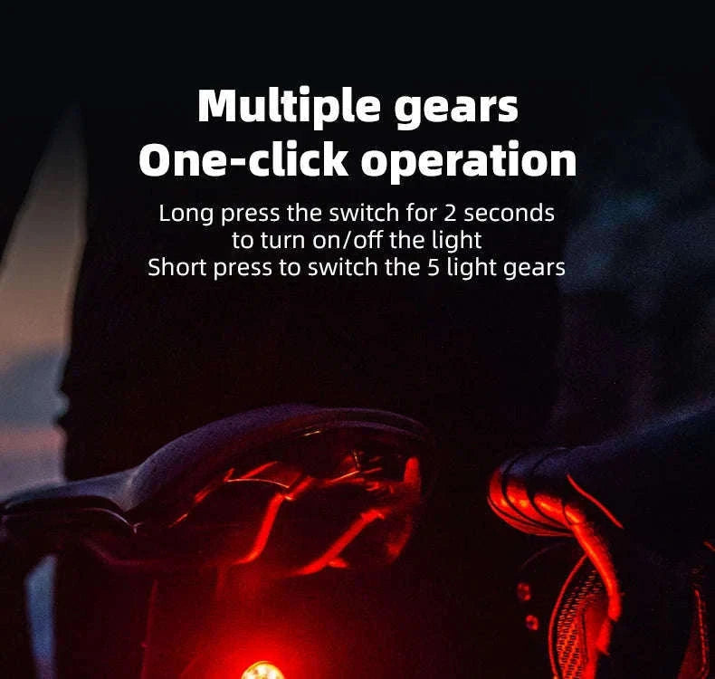 Smart Bike Rear Light with Brake Sensor & 5 Modes USB-C-Q1MAX