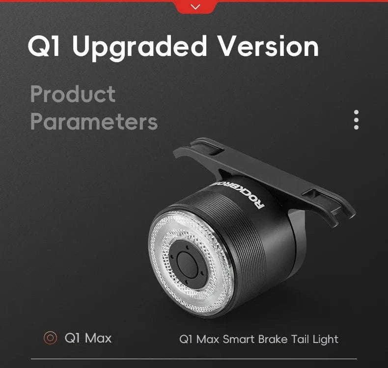 Smart Bike Rear Light with Brake Sensor & 5 Modes USB-C-Q1MAX