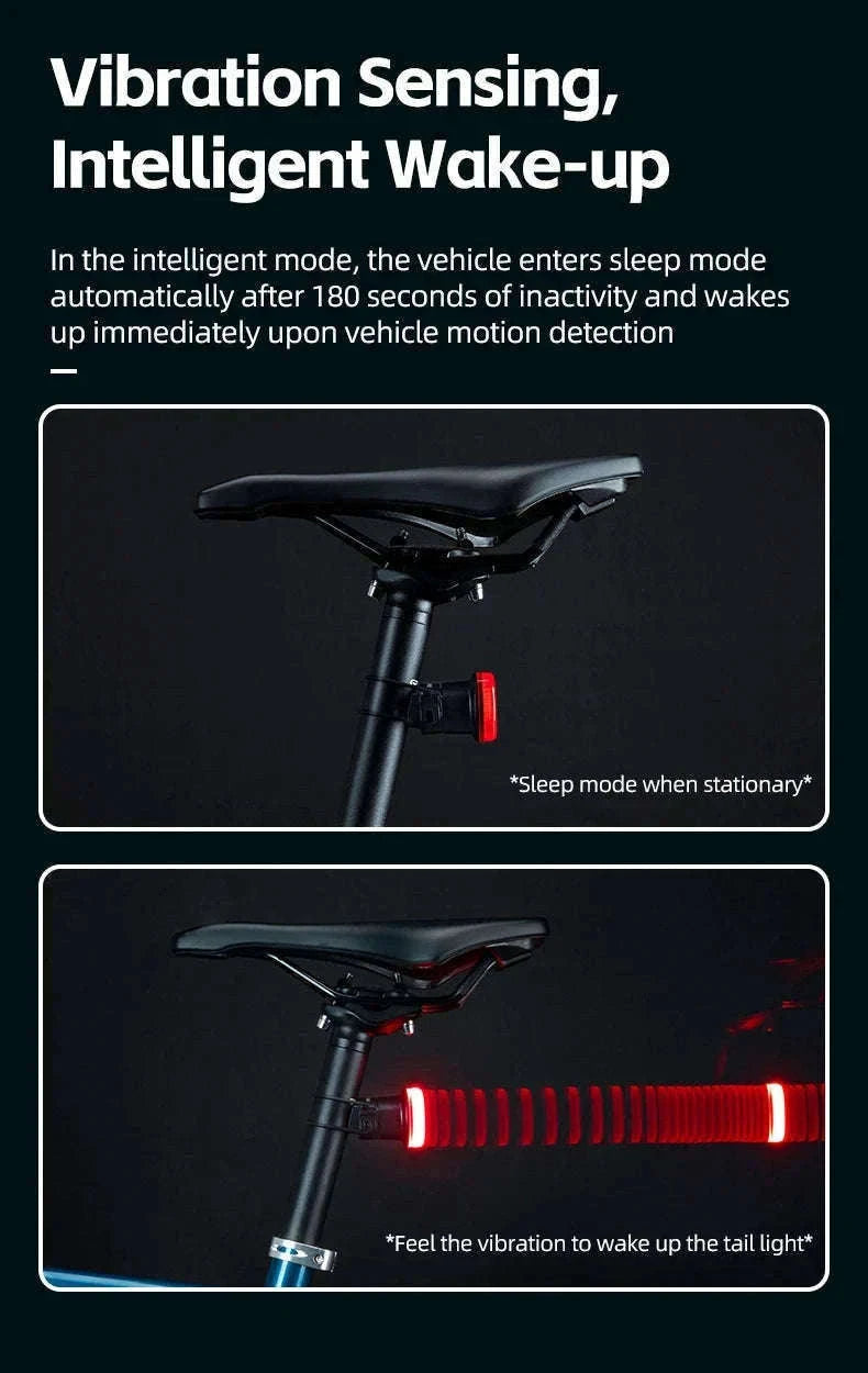 Smart Bike Tail Light with Brake Sensor and USB Rechargeable Waterproof Design-24520007001