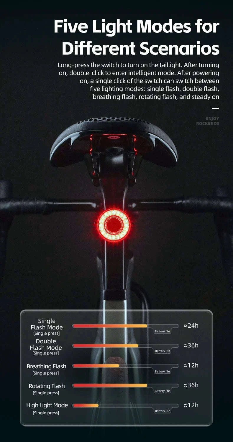 Smart Bike Tail Light with Brake Sensor & IPX7 Waterproof-24520007001