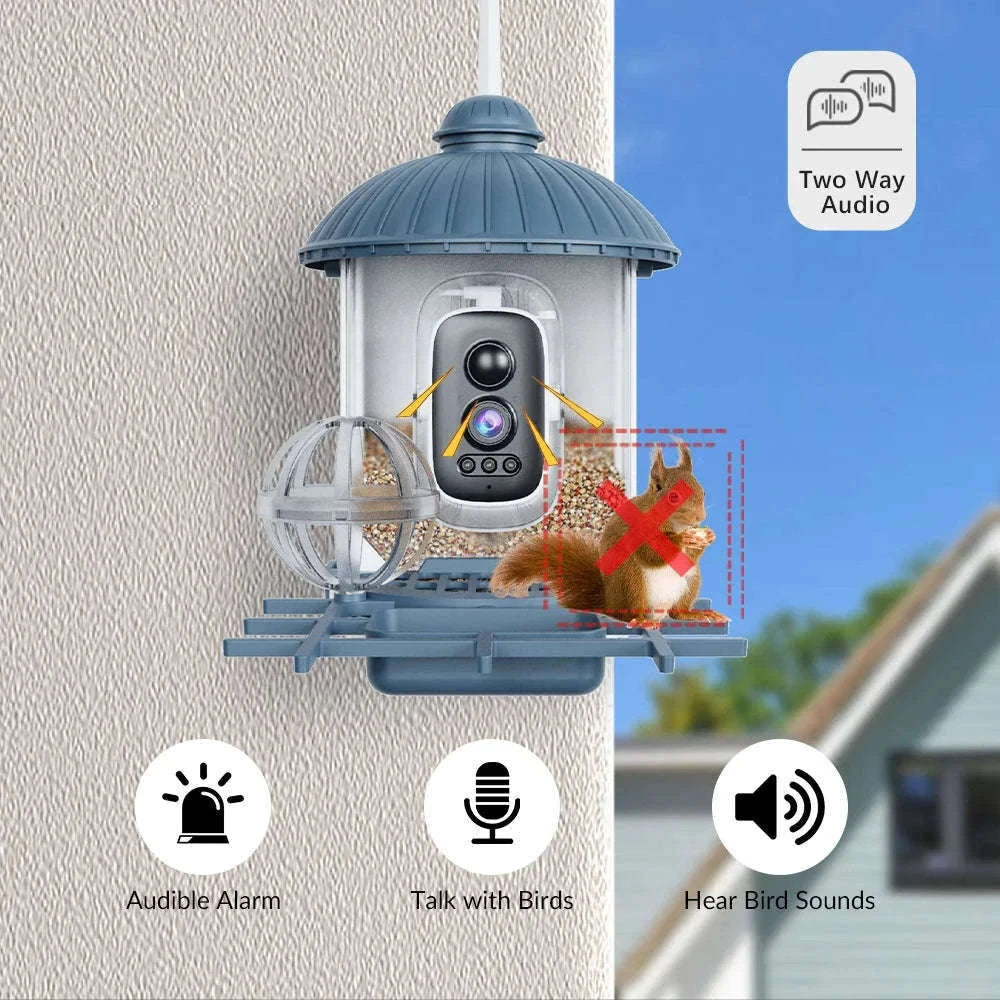 Smart Bird Feeder Camera with Solar Power, 4MP HD WiFi-128G SD Card
