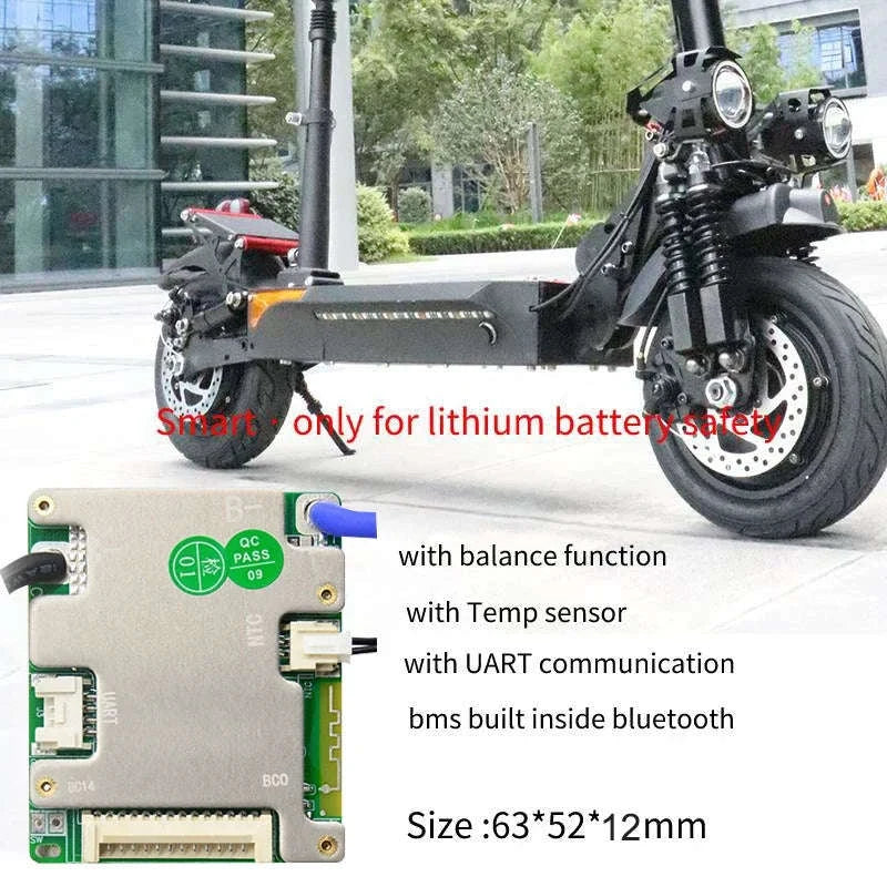 Smart BMS 7S–14S 24V 36V 48V Battery Management System with Bluetooth-3.7V NMC 20A / Build-in BT / China Mainland