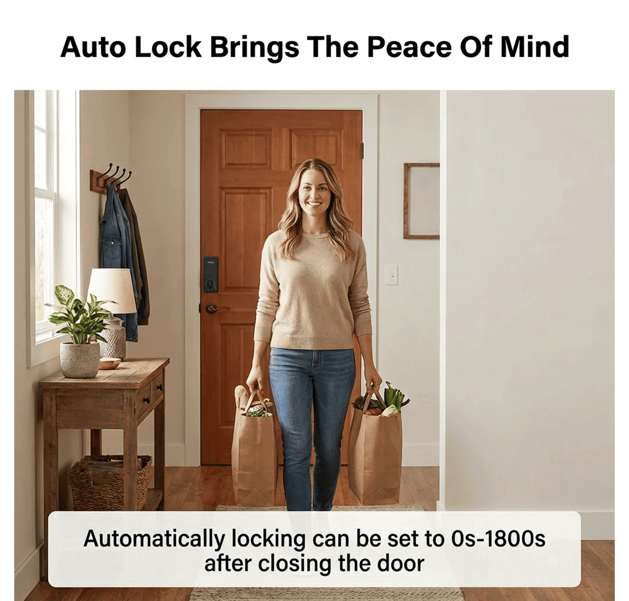 Smart Deadbolt Lock with Fingerprint and Keypad-black / United States