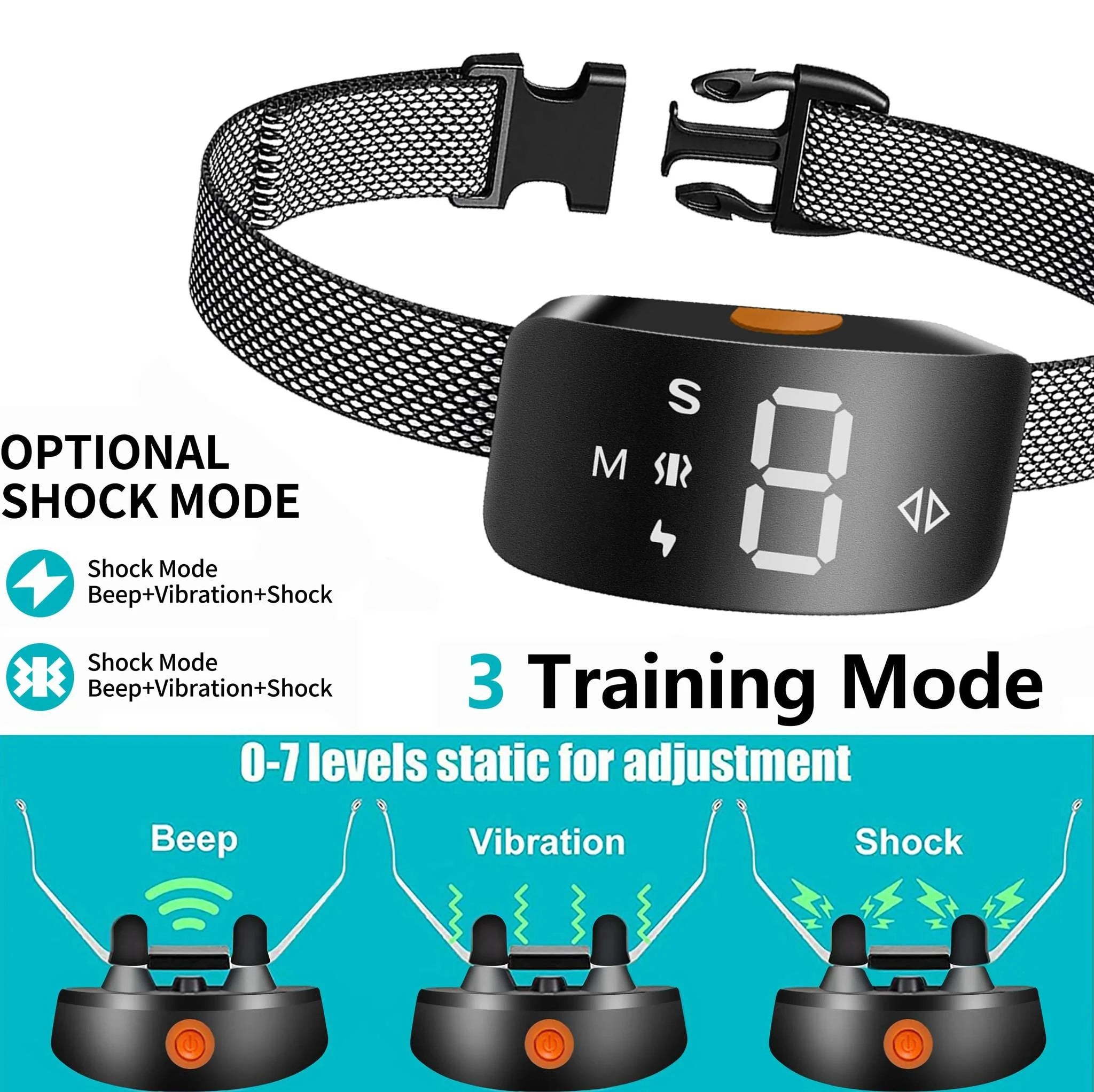 Smart Dog Bark Collar with 8 Sensitivity Levels Rechargeable-black