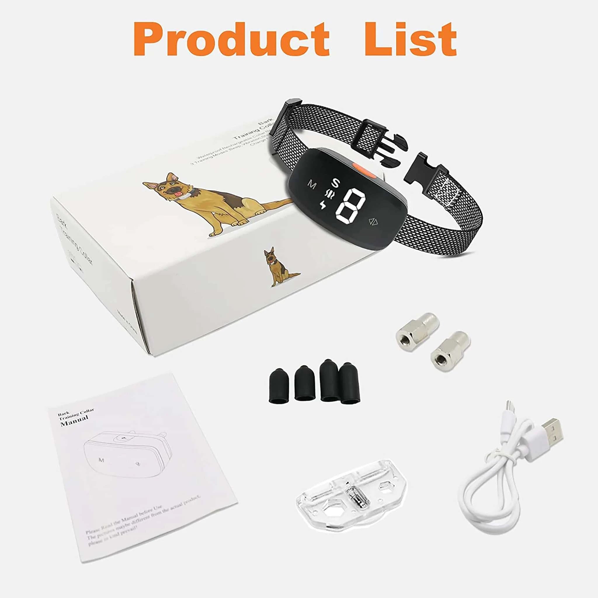 Smart Dog Bark Collar with 8 Sensitivity Levels Rechargeable-black